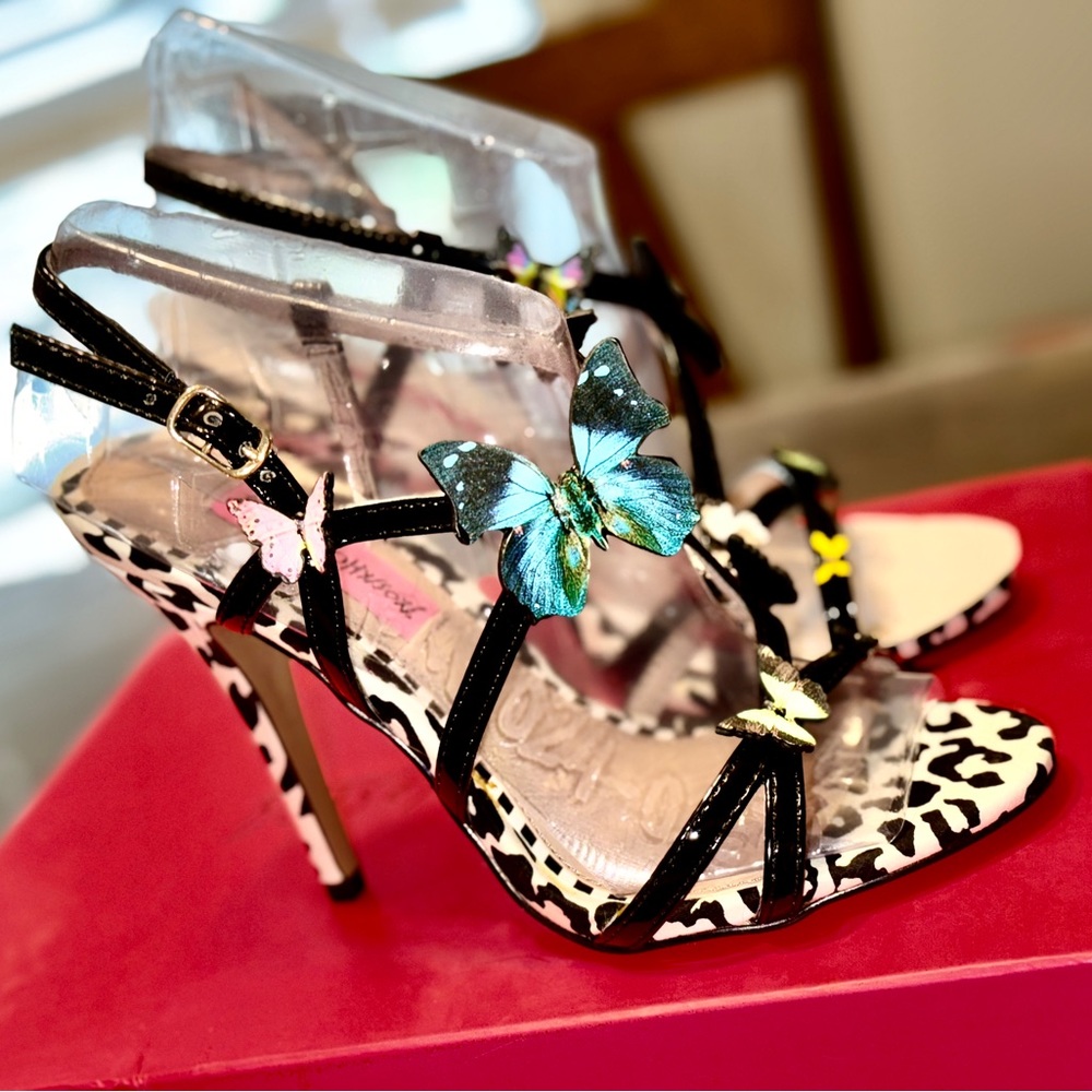 Betsey Johnson butterfly strappy stiletto heels